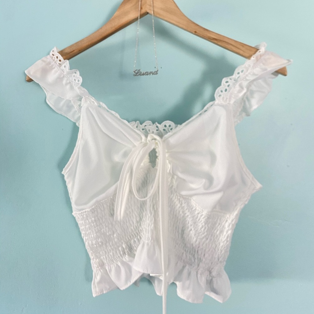 White Smocked Self-Tie Cami Top
